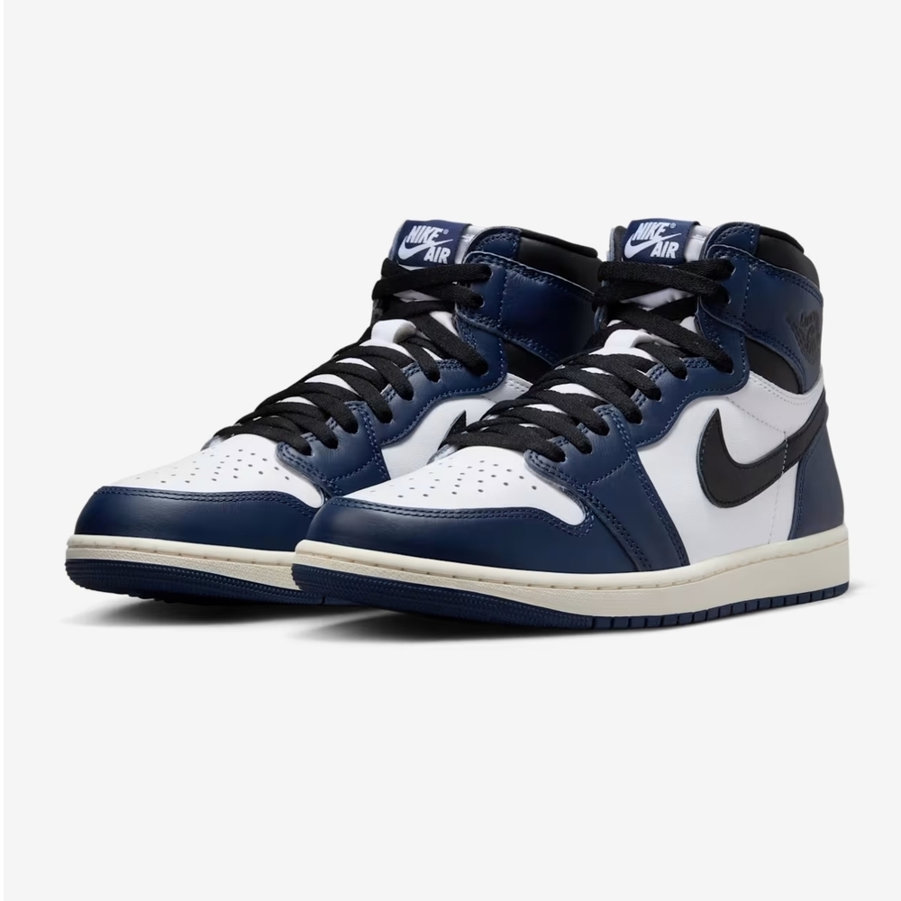 🆕 Jordan 1 High Retro OG Midnight Navy and White Sneakers